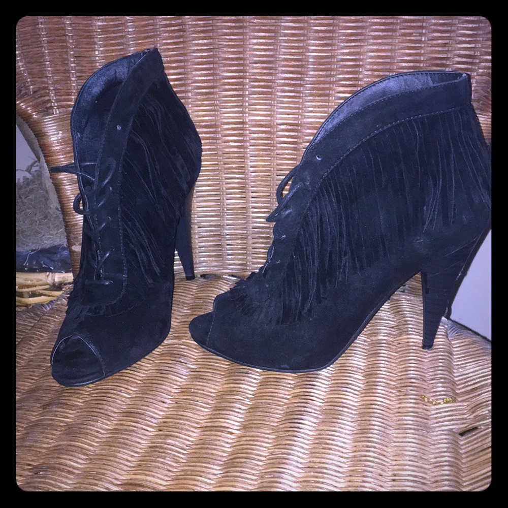 Black Open Toe and Fringes